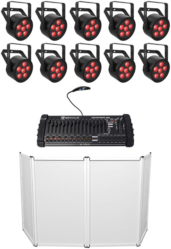 10) Chauvet DJ SlimPAR H6 ILS RGBAW+UV LED DMX Par Wash Lights+Facade+Controller Cheap