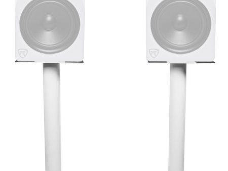 Pair Rockville RS21W 21 inch Steel Bookshelf Speaker Studio Monitor Stands - White on Sale