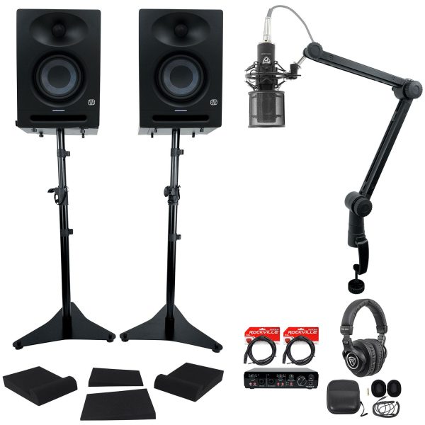 Pair Presonus Studio 4 Active 4  Studio Monitors+Interface+Mic+Headphones+Stands Online Hot Sale