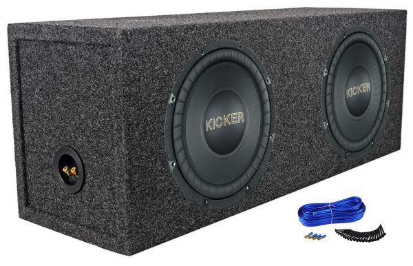 (2) Kicker 50GOLD104 Limited Edition Gold Comp 10  Car Subwoofers+Sealed Sub Box For Discount