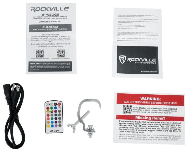 3 Rockville RF WEDGE BLACK RGBWA+UV Battery Wireless DMX DJ Up Lights+RF Remotes Sale