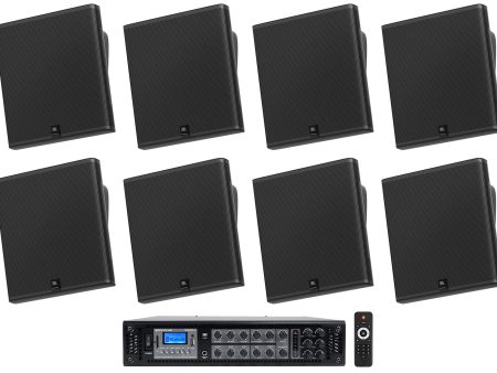 8) JBL SLP14 T-BK Sleek Low-Profile On Wall Mount 4  70v Commercial Speakers+Amp Online Hot Sale