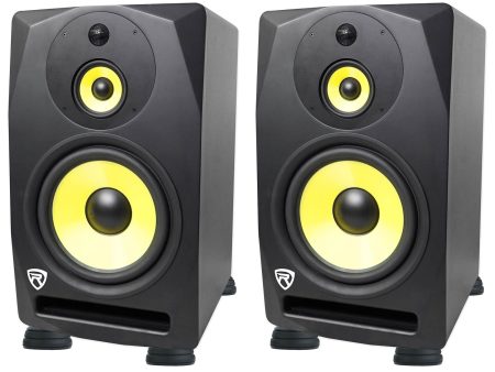 (2) Rockville DPM10B 10  400w Powered 3-Way Studio Monitors+Isolation Feet Pads Supply