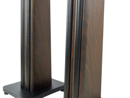 2) Rockville SS28D Premium Dark Wood Grain 28  Home Speaker Stands Up to 100Lbs For Sale