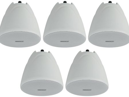 5) Rockville PEN-40T White 4  70V Hanging Pendant Speakers Commercial Restaurant Online Sale