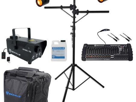 (2) American DJ COB Cannon LP200ST Wash w Remote Lights+Stand+DMX Control+Fogger Hot on Sale