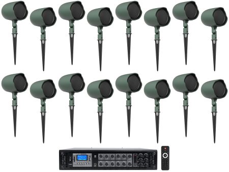 (20) JBL GSF3-GN 6.5  Landscape Ground Stake Wall 70v Commercial Speakers+Amp For Cheap