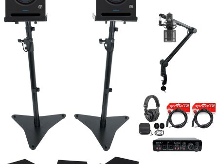 (2) Presonus Eris Pro 6 6  Studio Monitors+Interface+Stands+Mic+Headphones+Boom Fashion