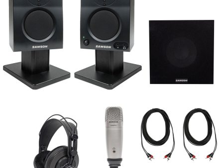 Pair Samson BT3 3  Studio Monitors w Bluetooth+Stands+Sub+Headphones+Pro Mic Discount