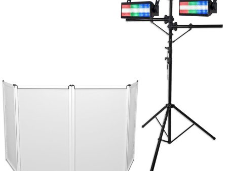 (2) American DJ ADJ JOLT 300 RF DMX Blinder Strobe Effects Lights+Stand+Facade For Sale