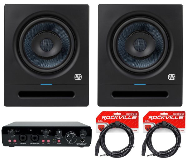 (2) Presonus Eris Pro 8 Powered 8  Studio Monitors Speakers + 2x2 USB Interface Cheap