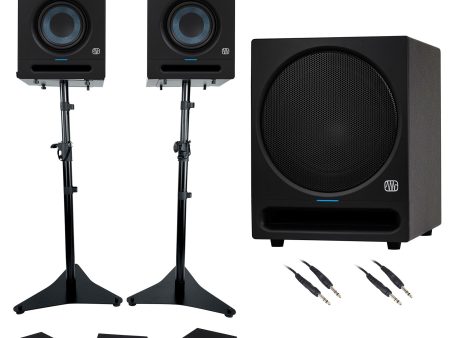 2) Presonus Eris Studio 5 Powered Active 5  Studio Monitors+Stands+10  Subwoofer For Sale