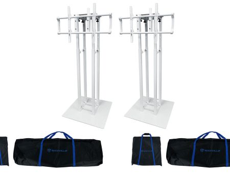 2) Rockville RTP33-TV Pro Totem DJ Speaker Lighting Stands w Detachable TV Mount Online Hot Sale