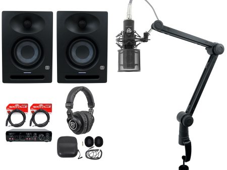 2) Presonus Studio 4 Active 4  Studio Monitors+Interface+Mic+Headphones+Boom Arm For Discount