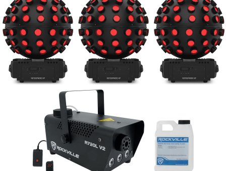 (2) Chauvet DJ Rotosphere HP LED Rotating Mirror Ball Simulators+LED Fogger For Discount