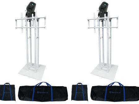 (2) Rockville ROCK SPOT 260W DJ Moving Head Spot Lights+White Totem TV Stands Sale