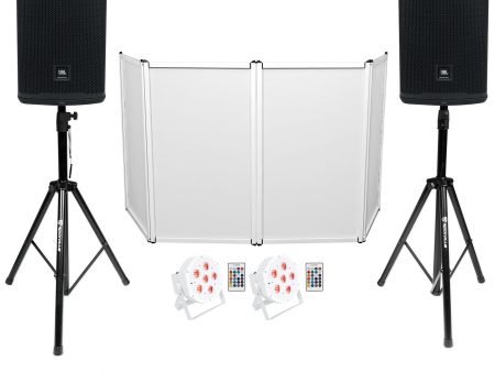 DJ Package w  2) JBL EON710 10  Active Speakers w Bluetooth+Stands+Facade+Lights Hot on Sale