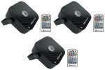 (3) Rockville Mini RF1 V2 Black RGBWA+UV DJ Party LED Wash Lights+4-Ch RF Remote Supply