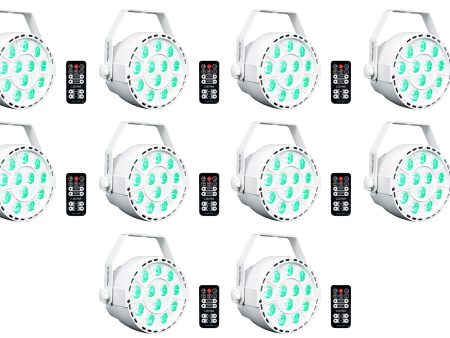 10 Rockville RockPAR TRI LED RGB Compact Par Can DJ DMX Wash Lights+Remote White Cheap