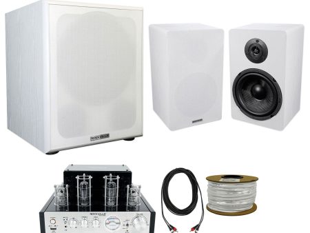 Rockville BluTube Amplifier Home Receiver+6.5  White Bookshelf Speakers+12  Sub Sale