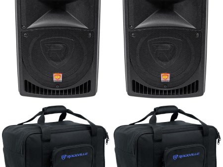 (2) Rockville RPG8 8  Powered 800 Watt DJ PA Speakers+bags Cheap