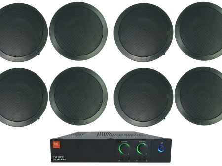 JBL CSA 280Z 2 x 80w Commercial 70v Amplifier+(8) Black 6.5  Ceiling Speakers Supply