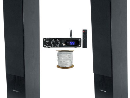 2 Rockville RockTower 64B Home Audio Tower Speakers+Bluetooth Receiver Amplifier For Discount