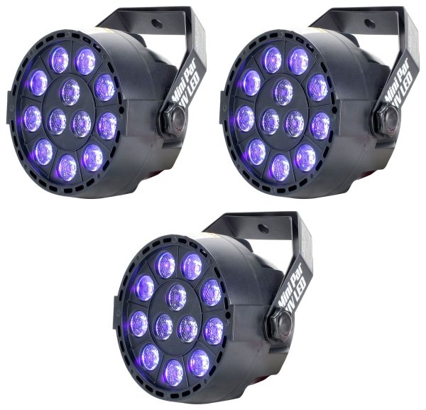 3 Eliminator Mini Par UV LED DMX Par Can Blacklights For DJ Stage Clubs Bars ADJ Hot on Sale