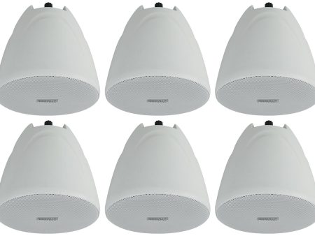 6) Rockville PEN-40T White 4  70V Hanging Pendant Speakers Commercial Restaurant Hot on Sale