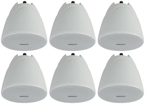 6) Rockville PEN-40T White 4  70V Hanging Pendant Speakers Commercial Restaurant Hot on Sale