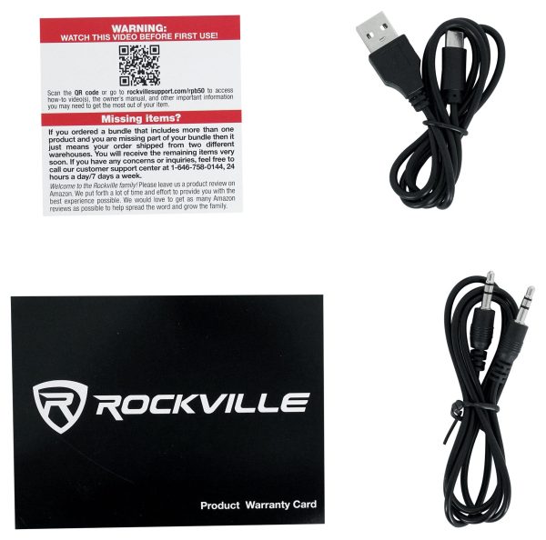 (2) Rockville RRB50 Portable Bluetooth Speakers w LED+Wireless Stereo Linking Supply