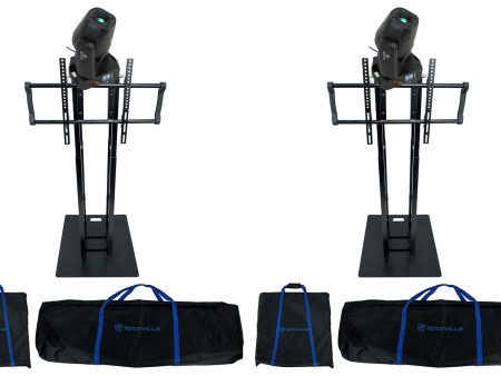 (2) Rockville ROCK SPOT 260W DJ Moving Head Spot Lights+Black Totem TV Stands Fashion