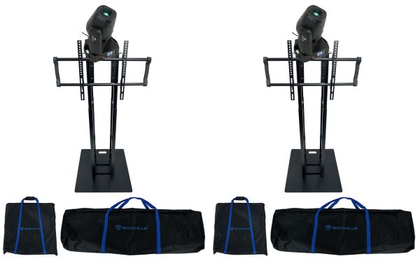 (2) Rockville ROCK SPOT 260W DJ Moving Head Spot Lights+Black Totem TV Stands Fashion