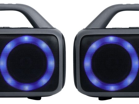 (2) Rockville RRB50 Portable Bluetooth Speakers w LED+Wireless Stereo Linking Supply