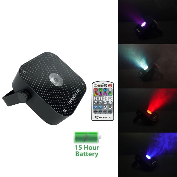 (2) Rockville Mini RF1 V2 Black RGBWA+UV DJ Party LED Wash Lights+4-Ch RF Remote Hot on Sale