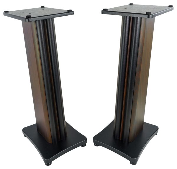 2) Rockville SS28D Premium Dark Wood Grain 28  Home Speaker Stands Up to 100Lbs For Sale