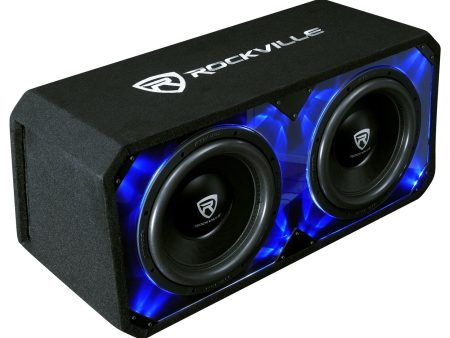 Rockville DV12K6D1 Dual 12  4800w Car Audio Subwoofers Plexi Sub Enclosure Box For Sale