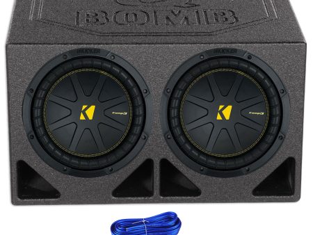 (2) Kicker 50CWCS104 CompC 10  SVC Subwoofers+Vented Sub Box Enclosure CWCS104 Cheap