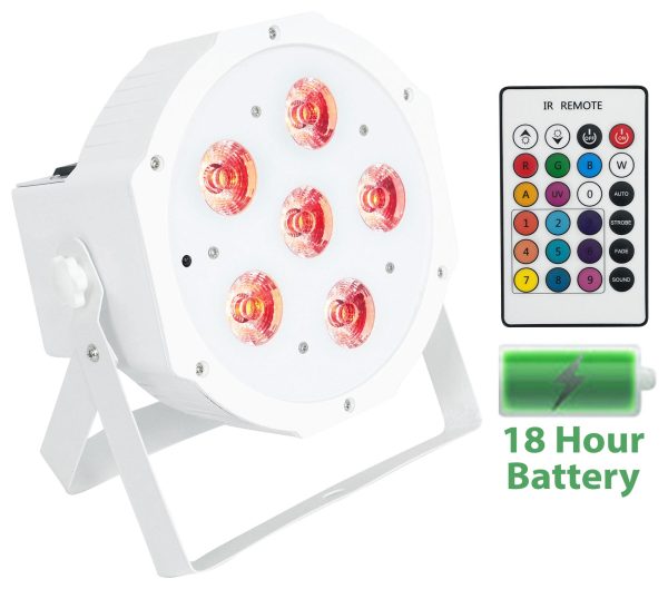 10 Rockville BATTERY PAR 61 White Rechargeable RGBWA+UV DMX DJ Up-Lights+Remotes on Sale