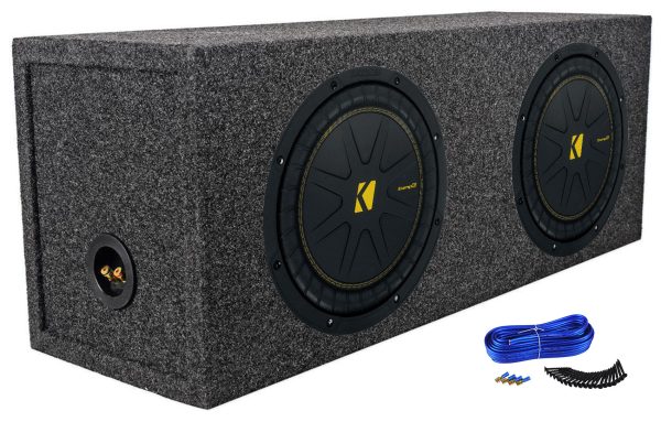 (2) Kicker 50CWCD104 CompC 10  DVC Subwoofers and Sealed Sub Box Enclosure CWCD104 Fashion