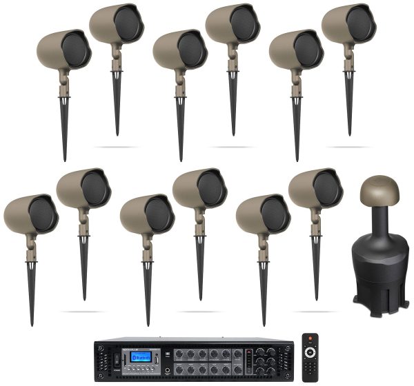 (12) JBL-GSF3-TN 3  Landscape Ground Stake 70v Commercial Speakers+8  Sub+Amp Supply