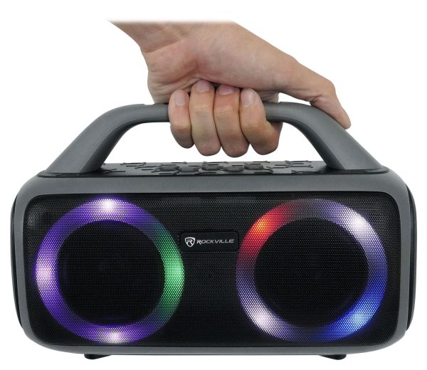 (2) Rockville RRB50 Portable Bluetooth Speakers w LED+Wireless Stereo Linking Supply