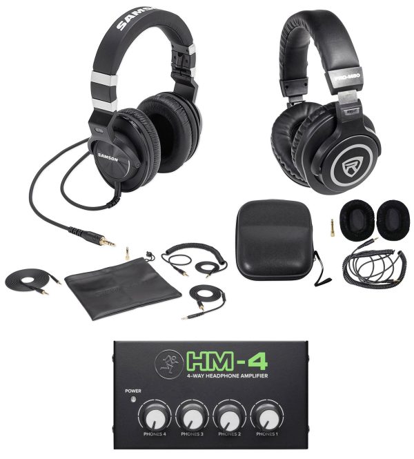 Samson Z-55 Lambskin Studio Headphones+Monitoring Headphones+Mackie 4-Way Amp Cheap