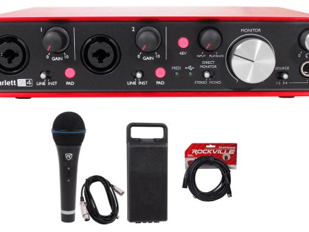 Focusrite SCARLETT 2I4 2nd G 192kHz USB Audio Recording Interface+Mic+Case+Cable on Sale