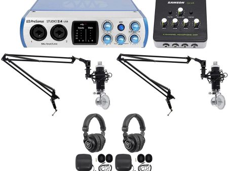 PRESONUS 2-Person Podcasting Podcast Recording Kit w Mics+Headphones+Boom Arms on Sale