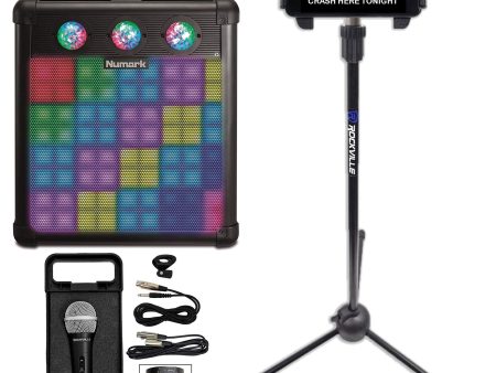 Numark Rechargeable Karaoke Machine System w  Light Show+Microphone+Tablet Stand Online Hot Sale