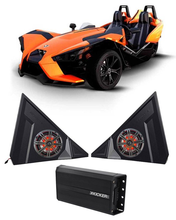 Kicker 6.5  LED Speakers+Pods+2-Channel Kicker Amplifier For Polaris Slingshot Online Hot Sale