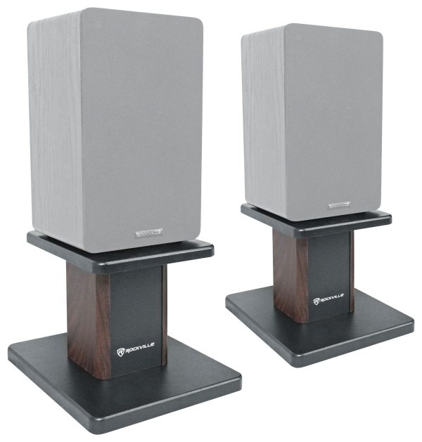 (2) 8” Dark Wood Bookshelf Speaker Stands For Dual LU43PB Bookshelf Speakers Supply