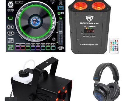 DENON SC5000M Prime DJ Media Player+Wireless Par Light+LED Fogger+Headphones Supply