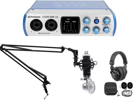 PRESONUS 1-Person Podcasting Podcast Recording Kit w Mic+Headphones+Boom Arm Supply